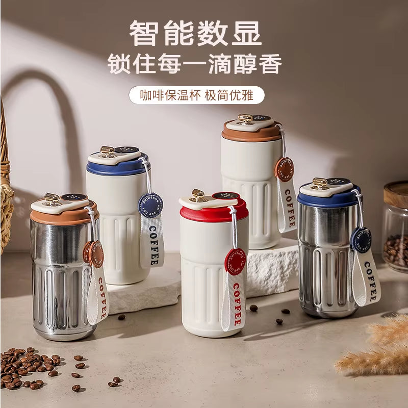 Botella térmica de 450 ml con pantalla inteligente de temperatura, vaso al vacío de acero inoxidable 316, taza de café para oficina, vaso térmico portátil para negocios.