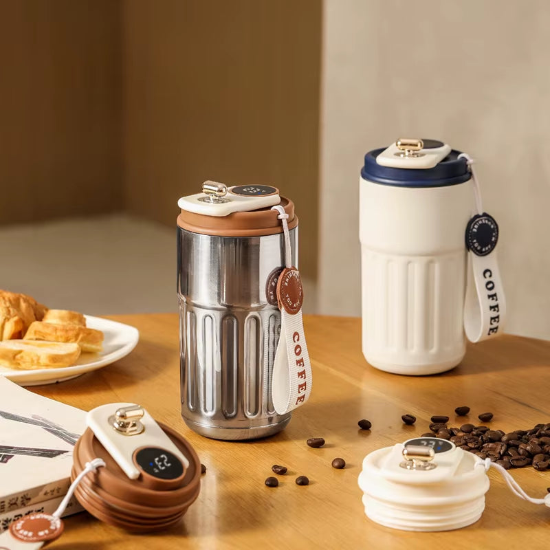 Botella térmica de 450 ml con pantalla inteligente de temperatura, vaso al vacío de acero inoxidable 316, taza de café para oficina, vaso térmico portátil para negocios.