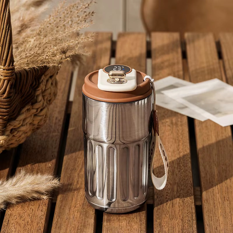 Botella térmica de 450 ml con pantalla inteligente de temperatura, vaso al vacío de acero inoxidable 316, taza de café para oficina, vaso térmico portátil para negocios.