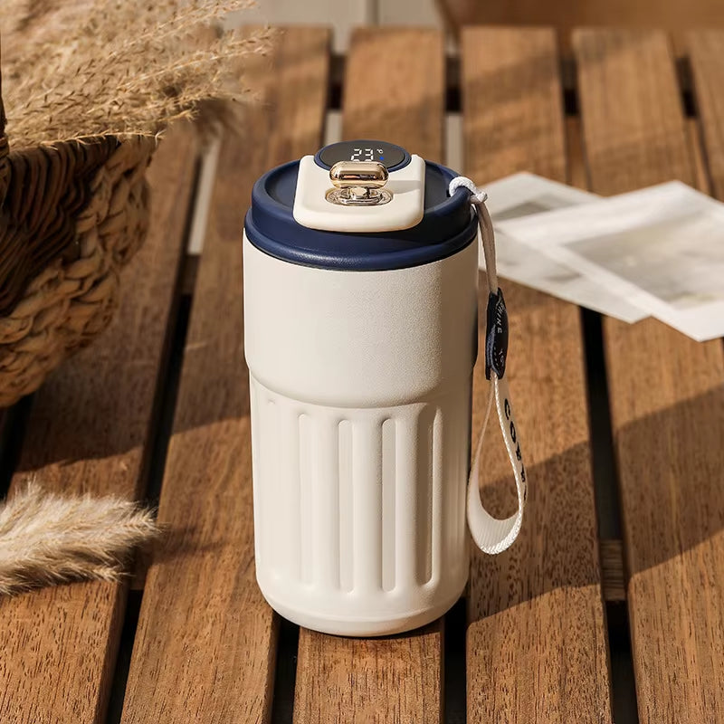 Botella térmica de 450 ml con pantalla inteligente de temperatura, vaso al vacío de acero inoxidable 316, taza de café para oficina, vaso térmico portátil para negocios.