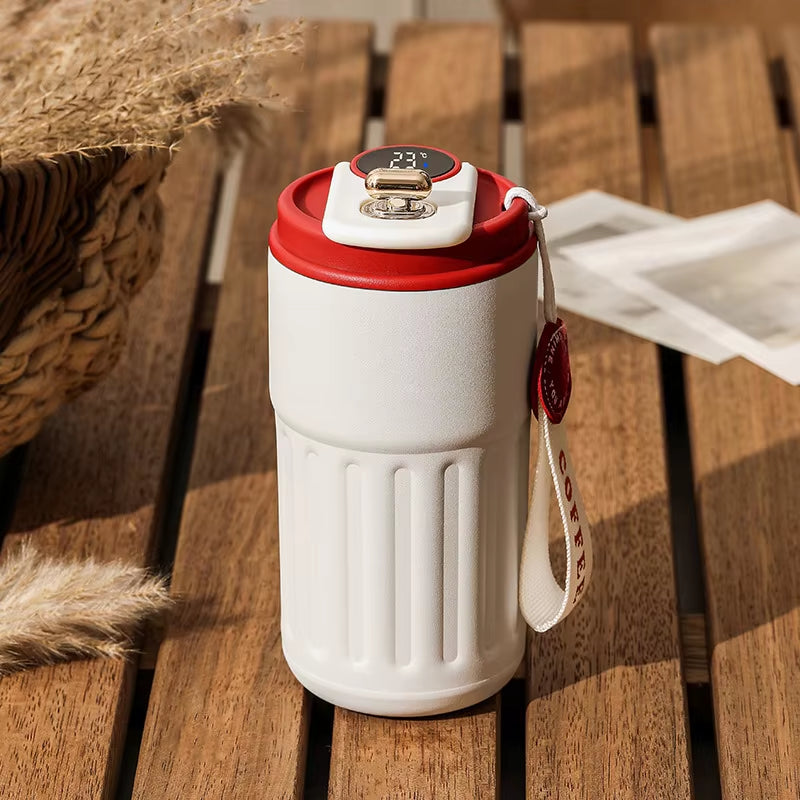Botella térmica de 450 ml con pantalla inteligente de temperatura, vaso al vacío de acero inoxidable 316, taza de café para oficina, vaso térmico portátil para negocios.