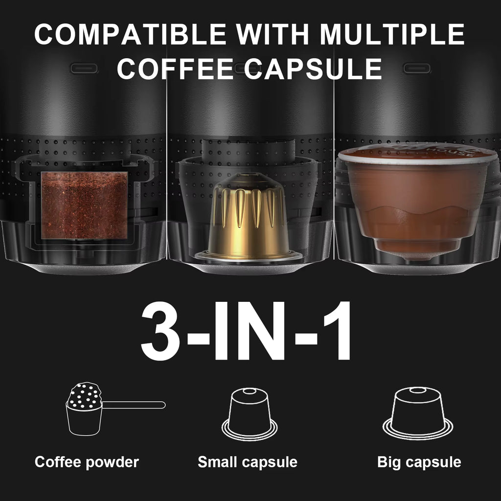 Máquina de Espresso Portátil Inteligente con Cápsulas y Café Molido