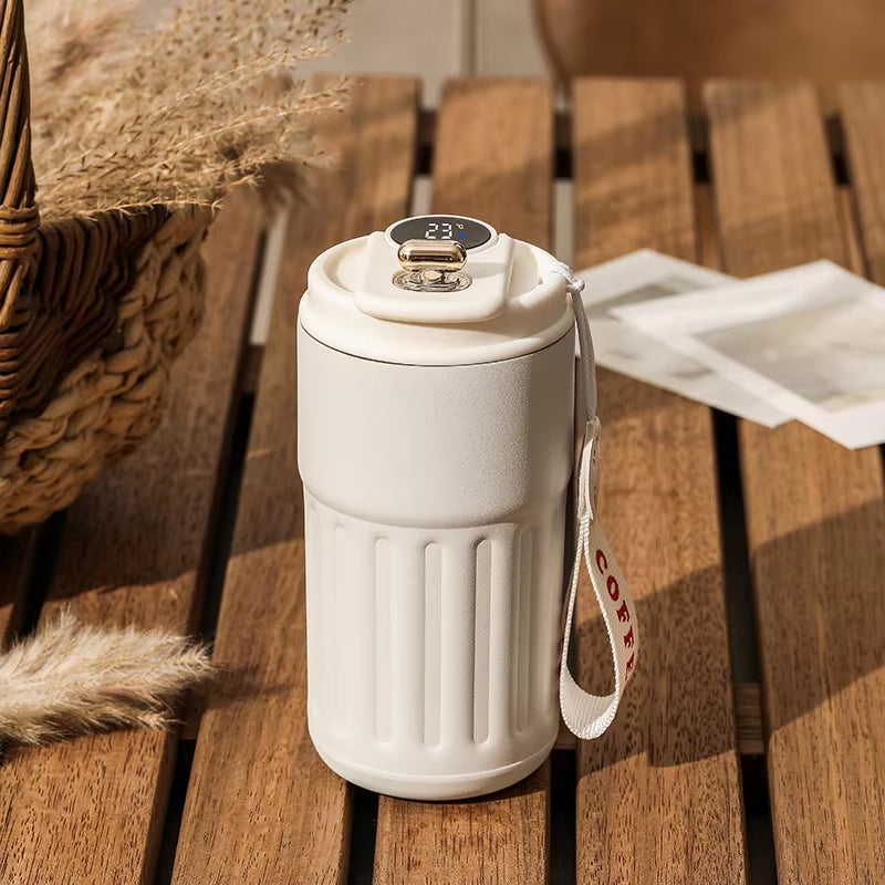 Botella térmica de 450 ml con pantalla inteligente de temperatura, vaso al vacío de acero inoxidable 316, taza de café para oficina, vaso térmico portátil para negocios.
