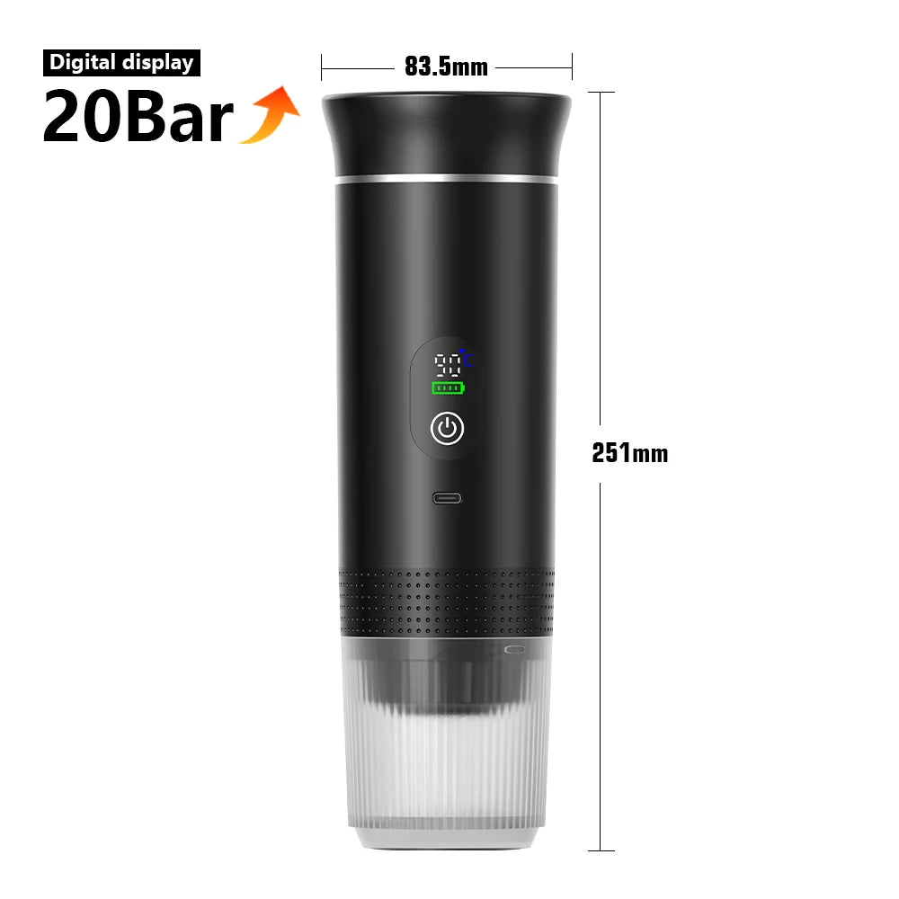 Máquina de Espresso Portátil Inteligente con Cápsulas y Café Molido