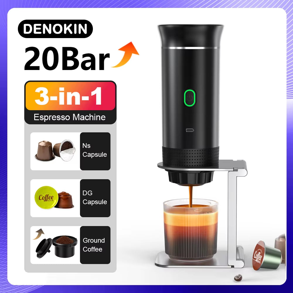 Máquina de Espresso Portátil Inteligente con Cápsulas y Café Molido